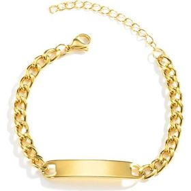Chavin EU40SR Gold Çelik Yassı Zincir Model Künye Erkek Bileklik