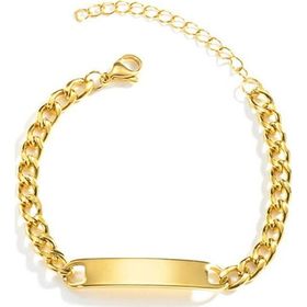 Chavin EU40SR Gold Çelik Yassı Zincir Model Künye Erkek Bileklik