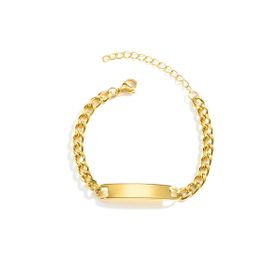 Chavin EU40SR Gold Çelik Yassı Zincir Model Künye Erkek Bileklik