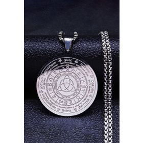Chavin EU42 Çelik Gri Yuvarlak 12 Takım Yıldızı Astroloji Burç Unisex Kolye