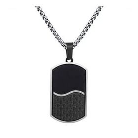 Chavin EU49 Karbon Fiber Siyah Dogtag Asker Künyesi Çelik Erkek Kolye