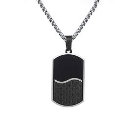 Chavin EU49 Karbon Fiber Siyah Dogtag Asker Künyesi Çelik Erkek Kolye