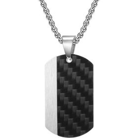Chavin EU50 Karbon Fiber Siyah Dogtag Asker Künyesi Çelik Erkek Kolye