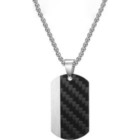 Chavin EU50 Karbon Fiber Siyah Dogtag Asker Künyesi Çelik Erkek Kolye