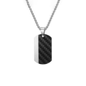 Chavin EU50 Karbon Fiber Siyah Dogtag Asker Künyesi Çelik Erkek Kolye