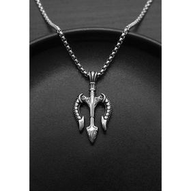 Chavin EU56 Gri Vintage Poseidon Antik Yunan Tanrısı Çelik Unisex Kolye