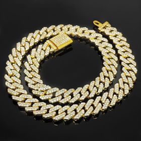 Chavin EU77SR 12 mm Gold Kalın 60 cm Taşlı Alloy Erkek Zincir