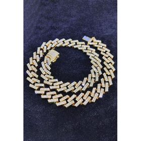 Chavin EU78SR 15 mm Gold Kalın 60 cm Taşlı Alloy Erkek Zincir