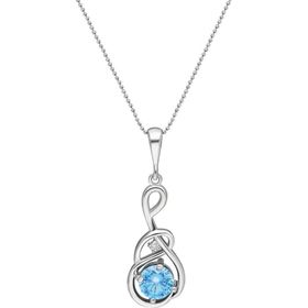 Chavin EU88 Topaz Sol Anahtarı Zirkon Taşlı Gümüş Kolye