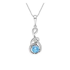 Chavin EU88 Topaz Sol Anahtarı Zirkon Taşlı Gümüş Kolye