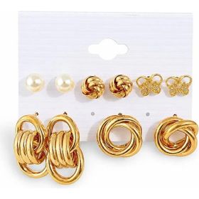 Chavin EV23SR 5 Çift Gold Halka Kelebek Kadın Küpe Seti