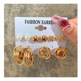 Chavin EV23SR 5 Çift Gold Halka Kelebek Kadın Küpe Seti