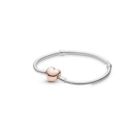 Chavin Pandora Tarzı Gümüş Kaplama Rose Kalp Bileklik Eh01rs