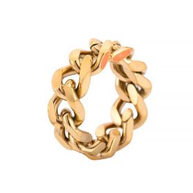 Chavin Parlak Gold Zincir Dizayn Erkek Bayan Çelik Yüzük ek50sr
