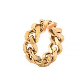 Chavin Parlak Gold Zincir Dizayn Erkek Bayan Çelik Yüzük ek50sr