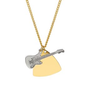 Chavin Pena Gitar Gri Gold Çelik Erkek Bayan Kolye