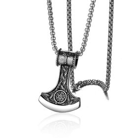 Chavin Vintage Nordic Viking Lun un Balta Çelik Kolye