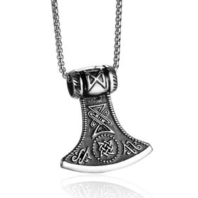 Chavin Vintage Nordic Viking Lun un Balta Çelik Kolye