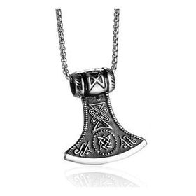 Chavin Vintage Nordic Viking Lun un Balta Çelik Kolye
