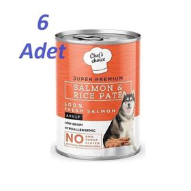 Chef's 6x400 gr Choice Kıyılmış Somonlu ve Pirinçli Yetişkin Köpek Konservesi