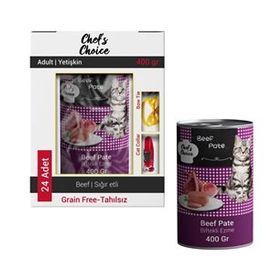 Chef's Choice 24x400 gr Tahılsız Biftekli Ezme Kedi Mama