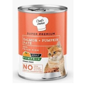 Chef's Choice 6x400 gr Somonlu ve Bal Kabaklı Tahılsız Ezme Yetişkin Kedi Konservesi