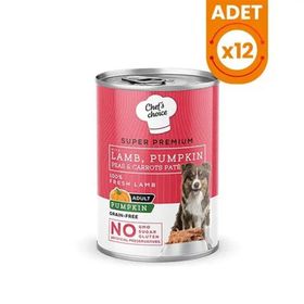 Chefs Choice Kıyılmış Kuzu Etli ve Balkabaklı 12x400 gr Yetişkin Köpek Konservesi