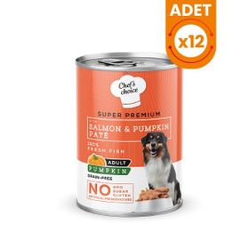 Chef's Choice Kıyılmış Somon Balıklı ve Balkabaklı 12x400 gr Yetişkin Köpek Konservesi