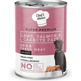Chef's Choice Kuzu Somon Havuçlu Tahılsız 400 gr Köpek Yaş Maması