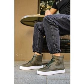 Chekich CH029 CBT Vulcanized Lace Up Haki Renk Kalın Taban Erkek Bot