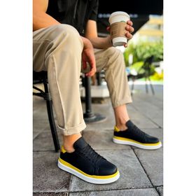 Chekich CH979 Santoni GBT Siyah Sarı Erkek Spor Ayakkabı