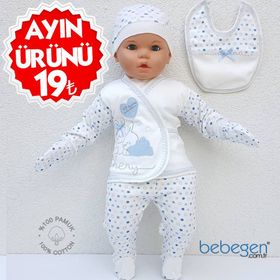 Chery Kalpli Açık Mavi 5 Parça Erkek Bebek Hastane Çıkış Seti