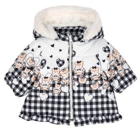 Chicco 09087695000000 Çıkarılabilir Kapüşonlu Siyah Beyaz Kız Çocuk Ceket