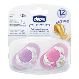 Chicco 2 li 6-12 Ay Physio Compact Kauçuk Kız Bebek Emzik