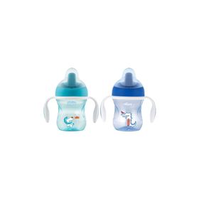 Chicco CHICCO-8058664081332 Chicco Yarı Yumuşak Uçlu Eğitici Bardak 6ay+ Erkek