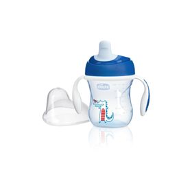 Chicco CHICCO-8058664081332 Chicco Yarı Yumuşak Uçlu Eğitici Bardak 6ay+ Erkek