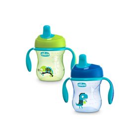 Chicco CHICCO-8058664081332 Chicco Yarı Yumuşak Uçlu Eğitici Bardak 6ay+ Erkek