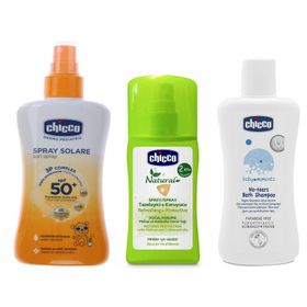 Chicco Güneş Spreyi SPF50 + 150 ml - 100 ml Chicco Sivrisinek Kovucu Sprey + 100 ml Şampuan