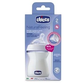 Chicco Natural Feeling 0+ Ay Silikon Emzikli 250 ml Cam Biberon