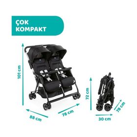 Chicco Ohlala 2 Twin Ultra Hafif İkiz Bebek Arabası Siyah