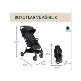 Chicco Urbino Black Hafif Tek Elle Katlanır Kabin Boy Bebek Arabası