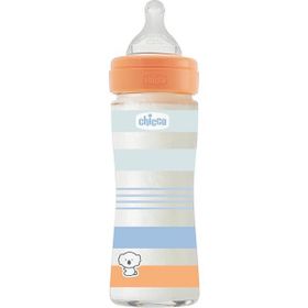 Chicco Wellbeing 240 ml 0+ Ay Yavaş Akış Mavi Cam Biberon