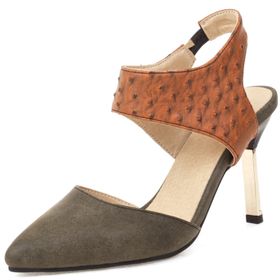 Chıcmark Stiletto Bilek Kayış Parmak Kısmı Sivri Topuklu Yeşil Kadın Sandalet