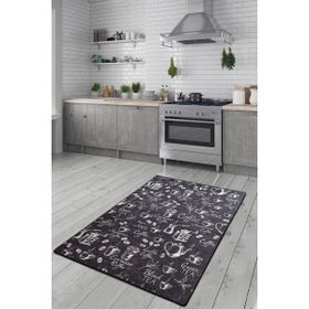 Chilai Home 80x200 cm Cappuccino Siyah Djt Mutfak Halısı