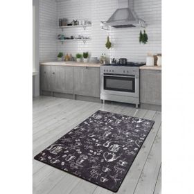 Chilai Home 80x200 cm Cappuccino Siyah Djt Mutfak Halısı