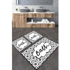 Chilai Home Balneo Djt 3'lü Set Banyo Paspası Kaymaz Tabanlı Banyo Halısı Klozet Takımı