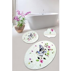 Chilai Home Bırd Nest 2'li Set Paspas Yıkanabilir Kaymaz Taban Banyo Halısı Klozet Takımı