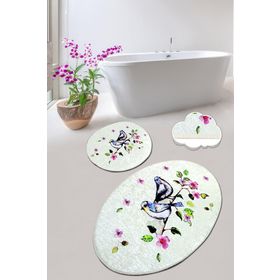 Chilai Home Bırd Nest 2'li Set Paspas Yıkanabilir Kaymaz Taban Banyo Halısı Klozet Takımı
