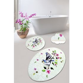 Chilai Home Bırd Nest 2'li Set Paspas Yıkanabilir Kaymaz Taban Banyo Halısı Klozet Takımı