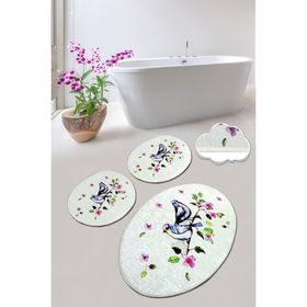 Chilai Home Bırd Nest 3'lü Set Paspas Yıkanabilir Kaymaz Taban Banyo Halısı Klozet Takımı